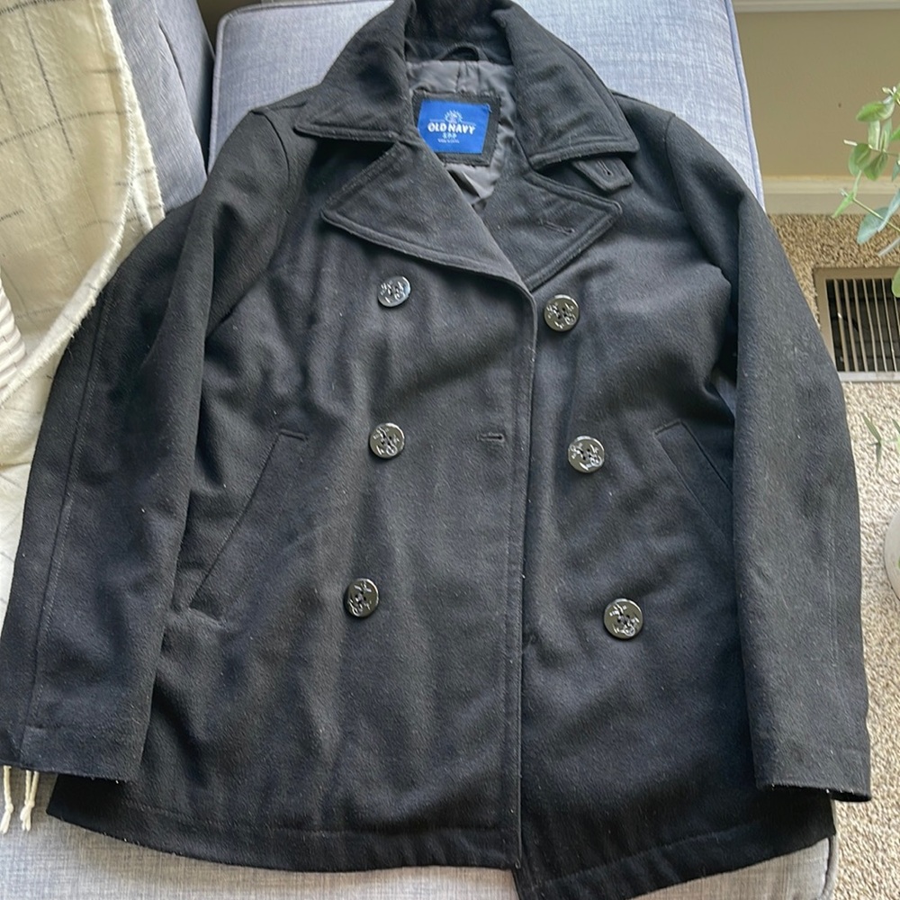 Old Navy mens size small black pea coat
